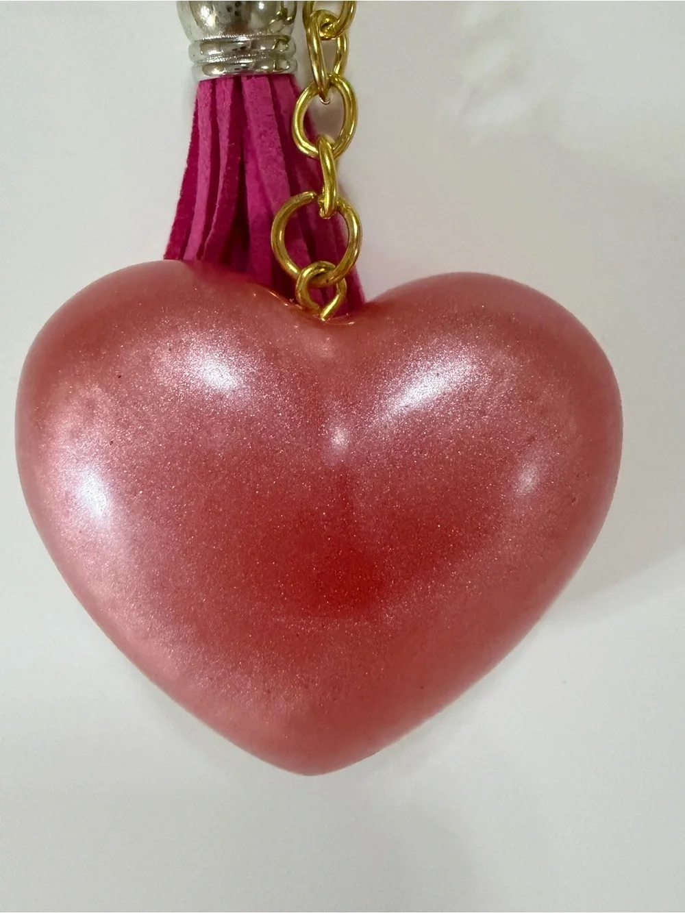 Shimmery Heart Keychain with Tassel